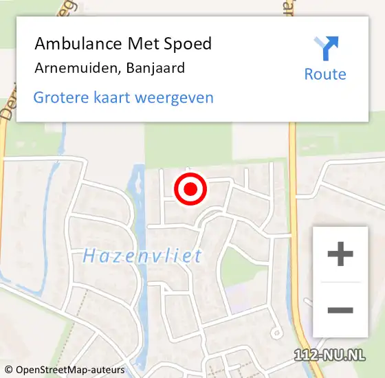 Locatie op kaart van de 112 melding: Ambulance Met Spoed Naar Arnemuiden, Banjaard op 12 oktober 2014 18:14