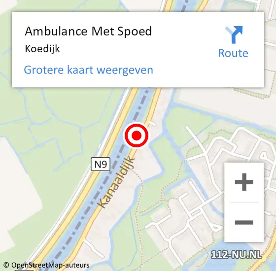 Locatie op kaart van de 112 melding: Ambulance Met Spoed Naar Koedijk op 11 juli 2024 11:57