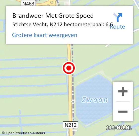 Locatie op kaart van de 112 melding: Brandweer Met Grote Spoed Naar Stichtse Vecht, N212 hectometerpaal: 6,6 op 11 juli 2024 12:06