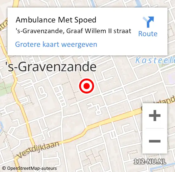 Locatie op kaart van de 112 melding: Ambulance Met Spoed Naar 's-Gravenzande, Graaf Willem II straat op 11 juli 2024 12:20