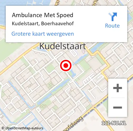 Locatie op kaart van de 112 melding: Ambulance Met Spoed Naar Kudelstaart, Boerhaavehof op 11 juli 2024 12:29