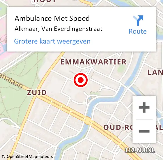 Locatie op kaart van de 112 melding: Ambulance Met Spoed Naar Alkmaar, Van Everdingenstraat op 11 juli 2024 12:30