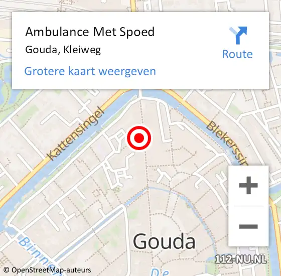 Locatie op kaart van de 112 melding: Ambulance Met Spoed Naar Gouda, Kleiweg op 11 juli 2024 12:36