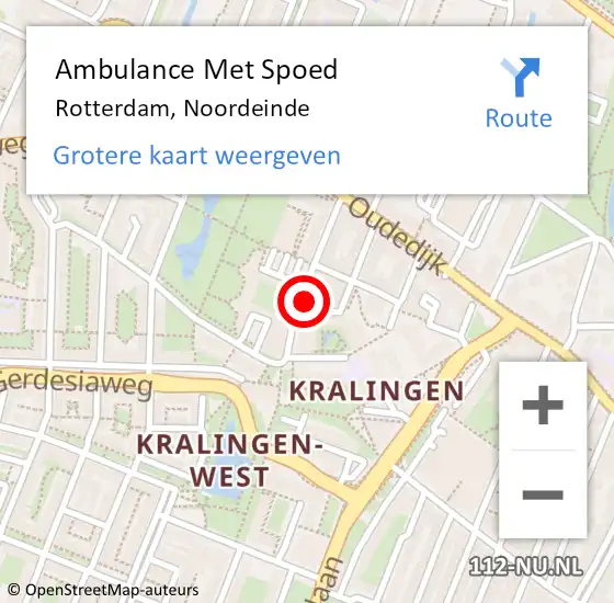 Locatie op kaart van de 112 melding: Ambulance Met Spoed Naar Rotterdam, Noordeinde op 11 juli 2024 12:42