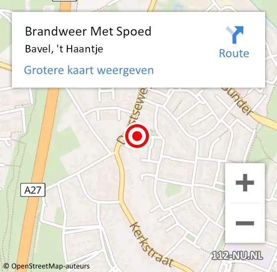 Locatie op kaart van de 112 melding: Brandweer Met Spoed Naar Bavel, 't Haantje op 11 juli 2024 12:58