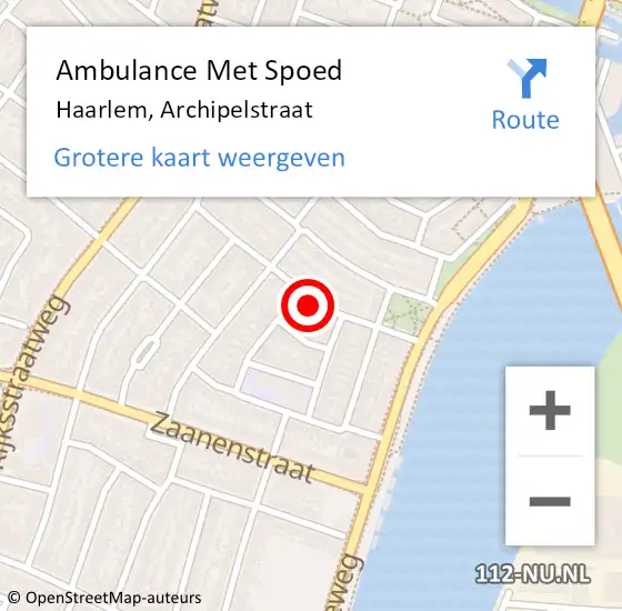 Locatie op kaart van de 112 melding: Ambulance Met Spoed Naar Haarlem, Archipelstraat op 11 juli 2024 13:02