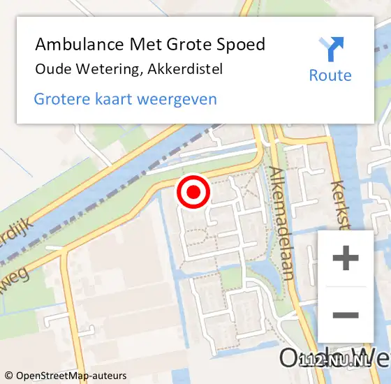 Locatie op kaart van de 112 melding: Ambulance Met Grote Spoed Naar Oude Wetering, Akkerdistel op 11 juli 2024 13:05