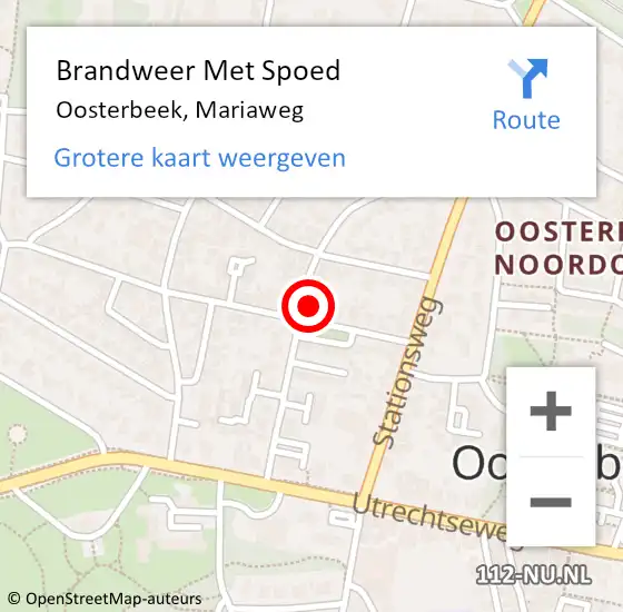 Locatie op kaart van de 112 melding: Brandweer Met Spoed Naar Oosterbeek, Mariaweg op 11 juli 2024 13:16