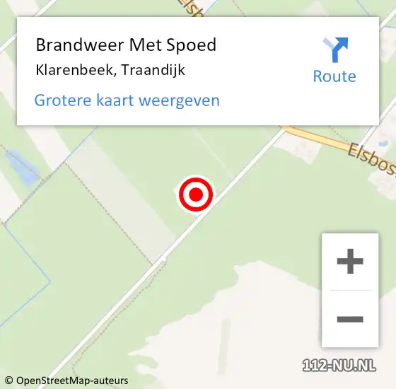 Locatie op kaart van de 112 melding: Brandweer Met Spoed Naar Klarenbeek, Traandijk op 11 juli 2024 13:16