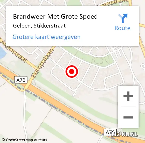 Locatie op kaart van de 112 melding: Brandweer Met Grote Spoed Naar Geleen, Stikkerstraat op 11 juli 2024 13:29