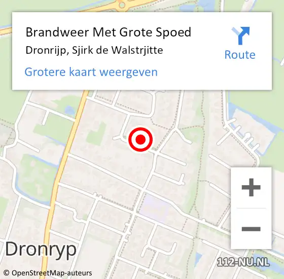 Locatie op kaart van de 112 melding: Brandweer Met Grote Spoed Naar Dronrijp, Sjirk de Walstrjitte op 11 juli 2024 13:45