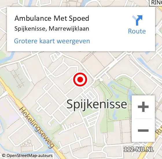 Locatie op kaart van de 112 melding: Ambulance Met Spoed Naar Spijkenisse, Marrewijklaan op 11 juli 2024 13:48