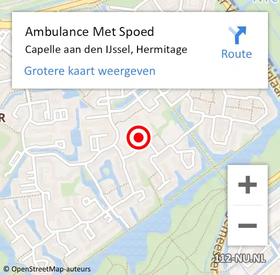 Locatie op kaart van de 112 melding: Ambulance Met Spoed Naar Capelle aan den IJssel, Hermitage op 11 juli 2024 13:52