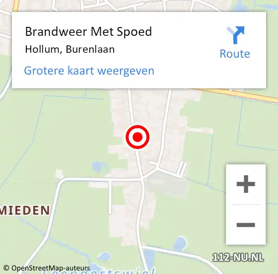 Locatie op kaart van de 112 melding: Brandweer Met Spoed Naar Hollum, Burenlaan op 12 oktober 2014 18:35