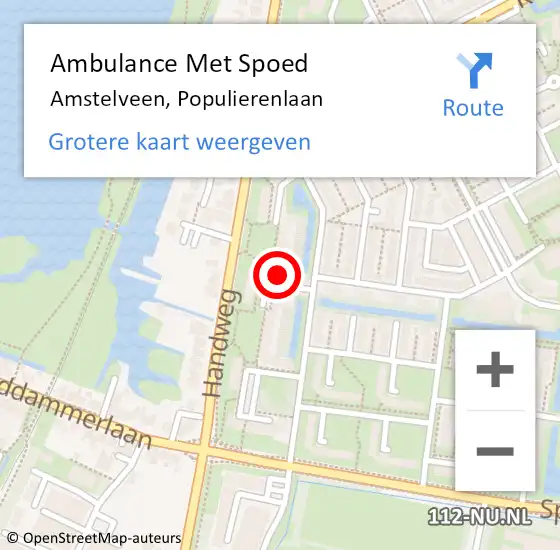 Locatie op kaart van de 112 melding: Ambulance Met Spoed Naar Amstelveen, Populierenlaan op 11 juli 2024 13:57