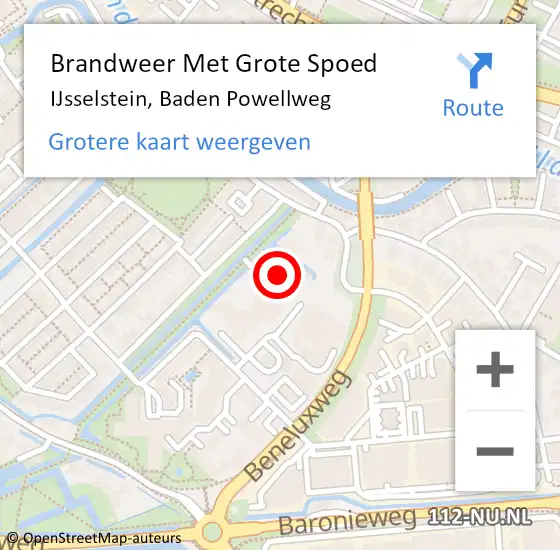 Locatie op kaart van de 112 melding: Brandweer Met Grote Spoed Naar IJsselstein, Baden Powellweg op 11 juli 2024 13:58