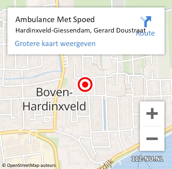 Locatie op kaart van de 112 melding: Ambulance Met Spoed Naar Hardinxveld-Giessendam, Gerard Doustraat op 11 juli 2024 14:02