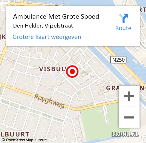 Locatie op kaart van de 112 melding: Ambulance Met Grote Spoed Naar Den Helder, Vijzelstraat op 11 juli 2024 14:14