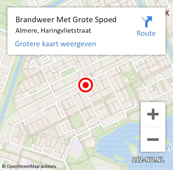 Locatie op kaart van de 112 melding: Brandweer Met Grote Spoed Naar Almere, Haringvlietstraat op 11 juli 2024 14:27