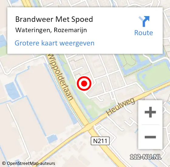 Locatie op kaart van de 112 melding: Brandweer Met Spoed Naar Wateringen, Rozemarijn op 11 juli 2024 14:30