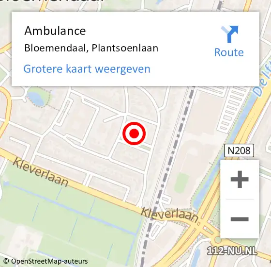 Locatie op kaart van de 112 melding: Ambulance Bloemendaal, Plantsoenlaan op 11 juli 2024 14:34