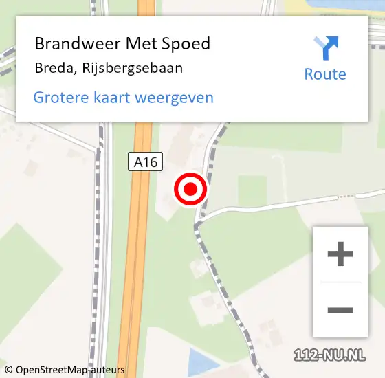 Locatie op kaart van de 112 melding: Brandweer Met Spoed Naar Breda, Rijsbergsebaan op 11 juli 2024 14:42
