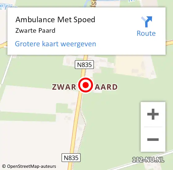 Locatie op kaart van de 112 melding: Ambulance Met Spoed Naar Zwarte Paard op 12 oktober 2014 18:44