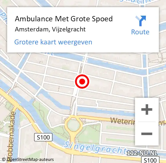 Locatie op kaart van de 112 melding: Ambulance Met Grote Spoed Naar Amsterdam, Vijzelgracht op 11 juli 2024 14:55