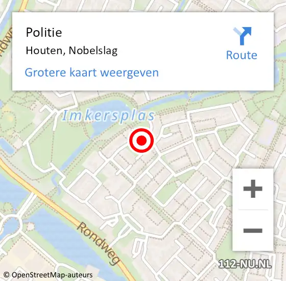 Locatie op kaart van de 112 melding: Politie Houten, Nobelslag op 11 juli 2024 14:55