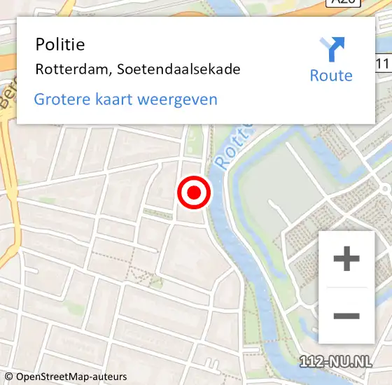 Locatie op kaart van de 112 melding: Politie Rotterdam, Soetendaalsekade op 11 juli 2024 14:55