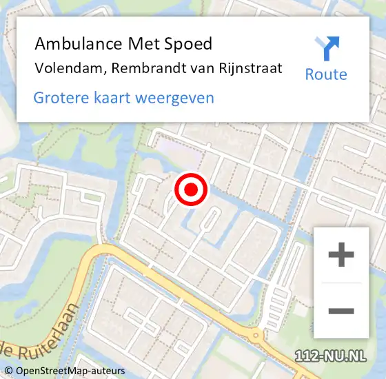 Locatie op kaart van de 112 melding: Ambulance Met Spoed Naar Volendam, Rembrandt van Rijnstraat op 11 juli 2024 15:21