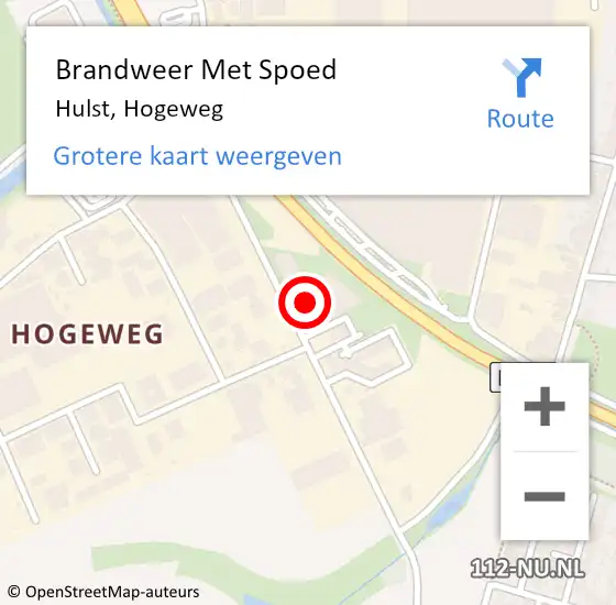 Locatie op kaart van de 112 melding: Brandweer Met Spoed Naar Hulst, Hogeweg op 11 juli 2024 15:24