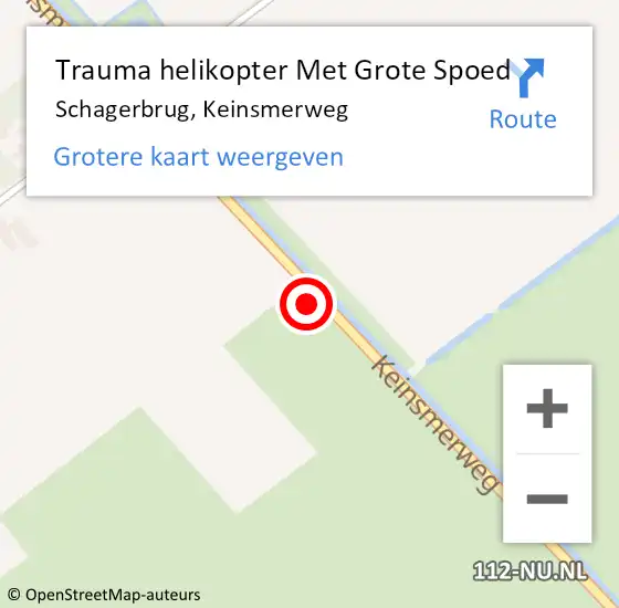 Locatie op kaart van de 112 melding: Trauma helikopter Met Grote Spoed Naar Schagerbrug, Keinsmerweg op 11 juli 2024 15:36