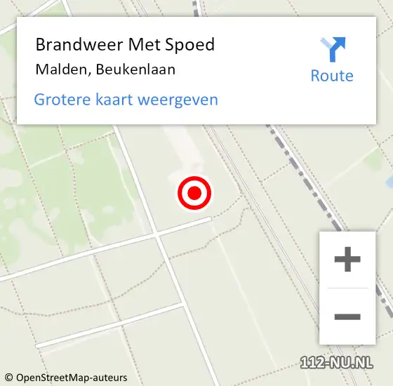 Locatie op kaart van de 112 melding: Brandweer Met Spoed Naar Malden, Beukenlaan op 11 juli 2024 15:51