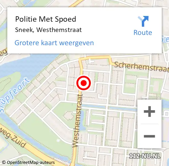 Locatie op kaart van de 112 melding: Politie Met Spoed Naar Sneek, Westhemstraat op 11 juli 2024 15:51