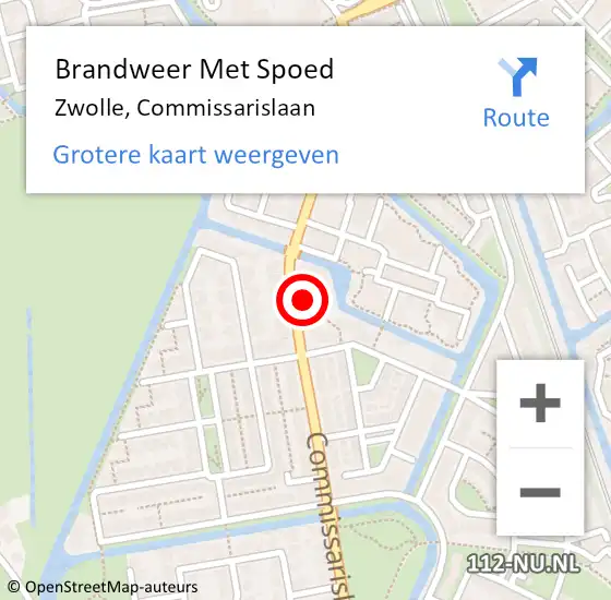 Locatie op kaart van de 112 melding: Brandweer Met Spoed Naar Zwolle, Commissarislaan op 11 juli 2024 16:24