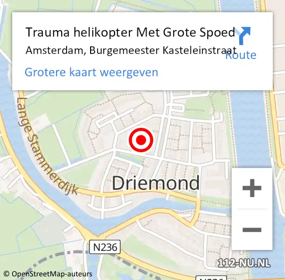 Locatie op kaart van de 112 melding: Trauma helikopter Met Grote Spoed Naar Amsterdam, Burgemeester Kasteleinstraat op 11 juli 2024 16:30