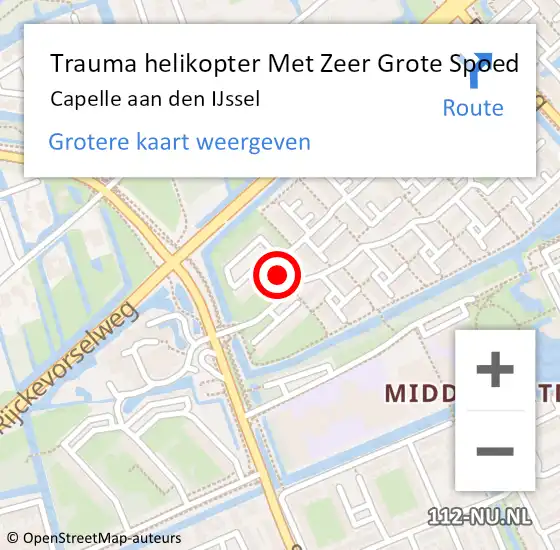 Locatie op kaart van de 112 melding: Trauma helikopter Met Zeer Grote Spoed Naar Capelle aan den IJssel op 11 juli 2024 16:40