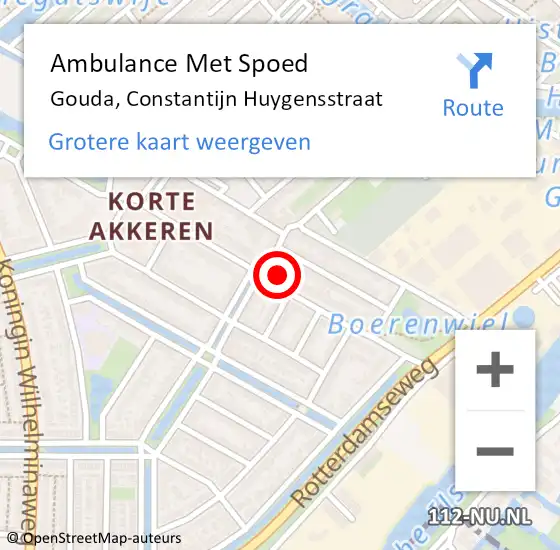 Locatie op kaart van de 112 melding: Ambulance Met Spoed Naar Gouda, Constantijn Huygensstraat op 11 juli 2024 16:41