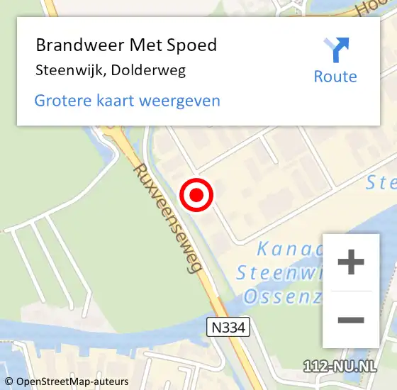 Locatie op kaart van de 112 melding: Brandweer Met Spoed Naar Steenwijk, Dolderweg op 11 juli 2024 16:46