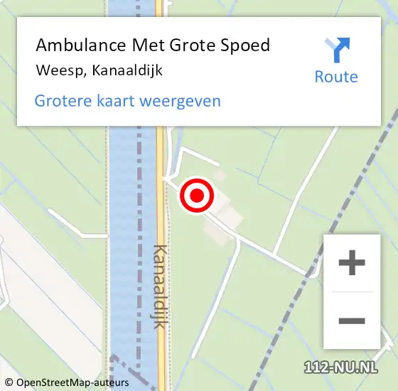 Locatie op kaart van de 112 melding: Ambulance Met Grote Spoed Naar Weesp, Kanaaldijk op 11 juli 2024 16:50