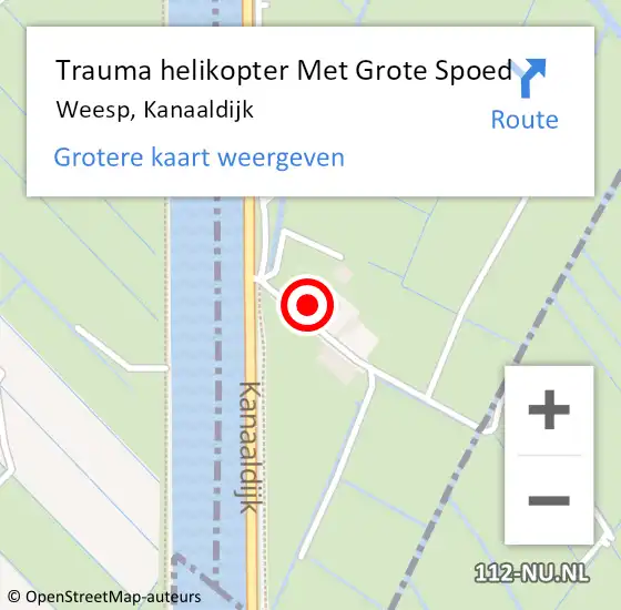 Locatie op kaart van de 112 melding: Trauma helikopter Met Grote Spoed Naar Weesp, Kanaaldijk op 11 juli 2024 16:51