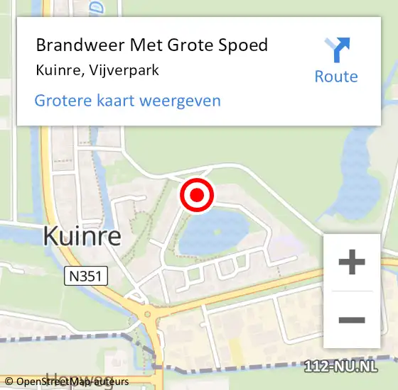 Locatie op kaart van de 112 melding: Brandweer Met Grote Spoed Naar Kuinre, Vijverpark op 11 juli 2024 16:56