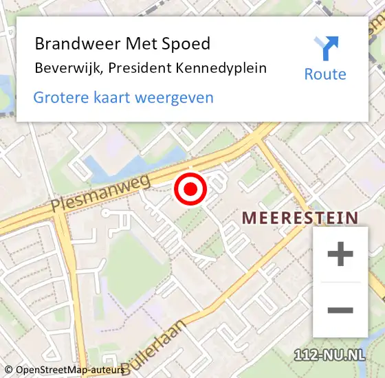 Locatie op kaart van de 112 melding: Brandweer Met Spoed Naar Beverwijk, President Kennedyplein op 11 juli 2024 17:01