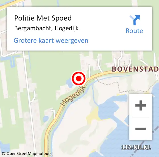 Locatie op kaart van de 112 melding: Politie Met Spoed Naar Bergambacht, Hogedijk op 11 juli 2024 17:02