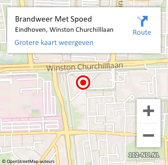 Locatie op kaart van de 112 melding: Brandweer Met Spoed Naar Eindhoven, Winston Churchilllaan op 11 juli 2024 17:05