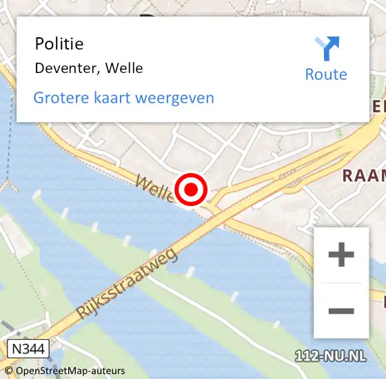 Locatie op kaart van de 112 melding: Politie Deventer, Welle op 11 juli 2024 17:14