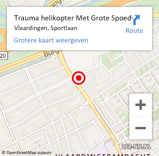 Locatie op kaart van de 112 melding: Trauma helikopter Met Grote Spoed Naar Vlaardingen, Sportlaan op 11 juli 2024 17:17