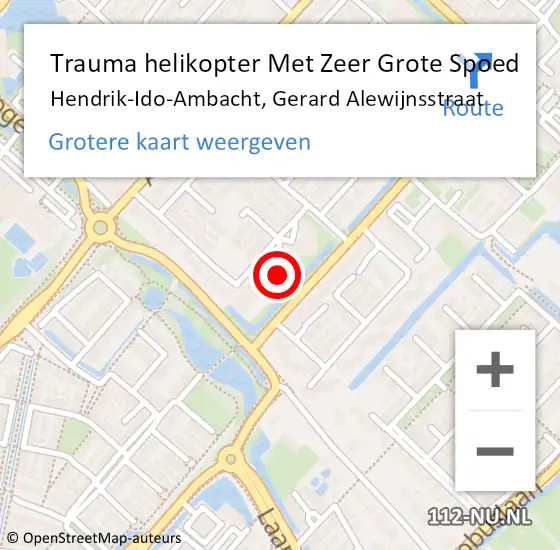 Locatie op kaart van de 112 melding: Trauma helikopter Met Zeer Grote Spoed Naar Hendrik-Ido-Ambacht, Gerard Alewijnsstraat op 11 juli 2024 17:25