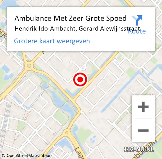 Locatie op kaart van de 112 melding: Ambulance Met Zeer Grote Spoed Naar Hendrik-Ido-Ambacht, Gerard Alewijnsstraat op 11 juli 2024 17:31